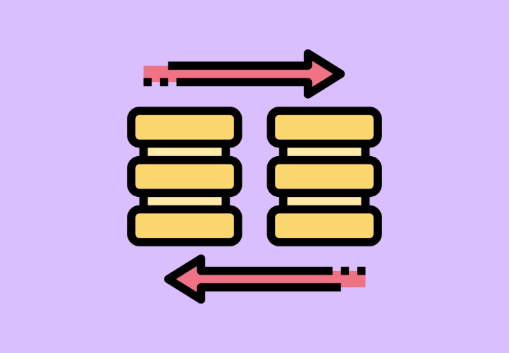 Two arrows showing the migration of data between eshops